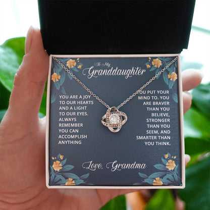 To My Granddaughter Necklace – Popular Valentine, Birthday Gift from Grandma – Love Knot Necklace