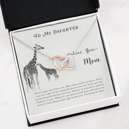 To My Daughter Necklace - Best Gift for Daughter’s Birthday from a Loving Mom - Interlocking Hearts Necklace