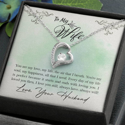 To My Wife Necklace - Romantic Keepsake Jewelry Gift from Husband for Special Days & Valentine’s Love - Forever Love Necklace