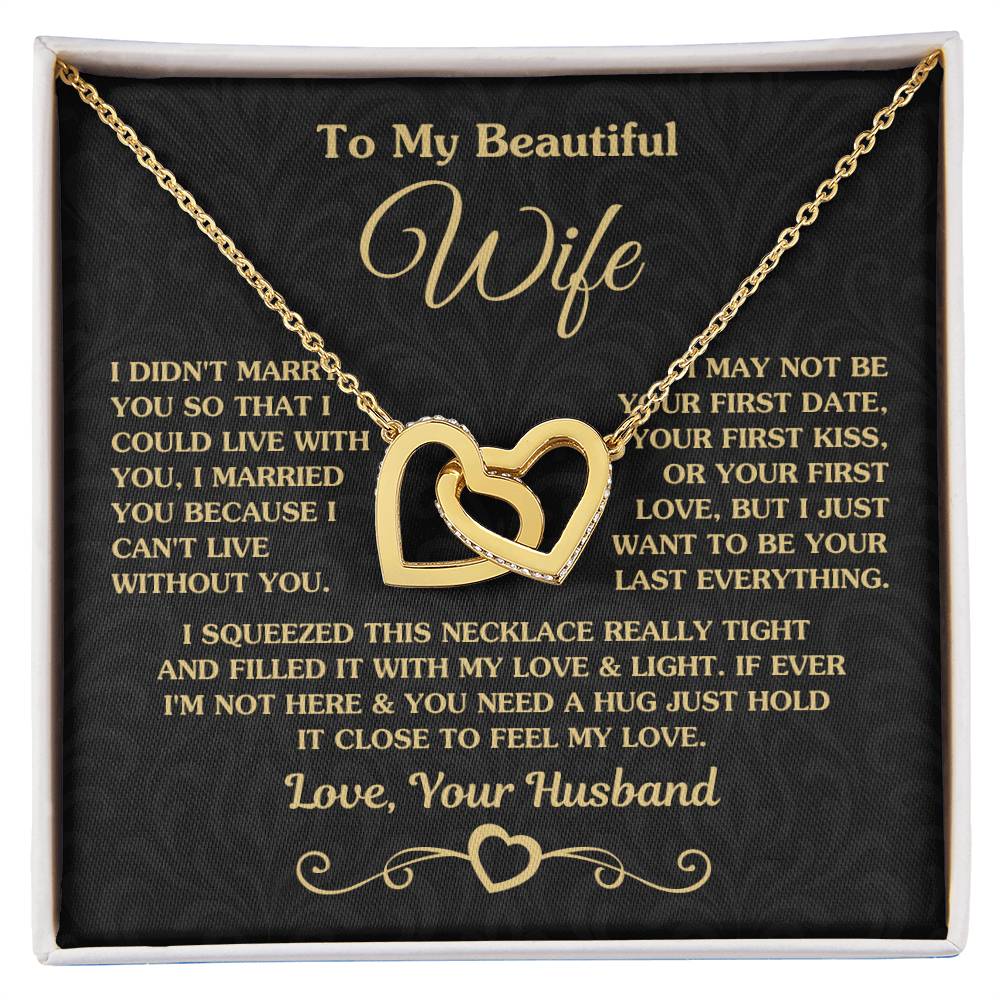 To My Beautiful Wife - Meaningful Jewelry Gift from Husband for Birthday, Valentine’s Day & Anniversary - Interlocking Hearts Necklace