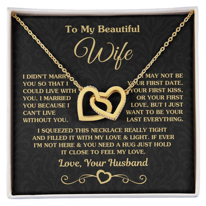 To My Beautiful Wife - Meaningful Jewelry Gift from Husband for Birthday, Valentine’s Day & Anniversary - Interlocking Hearts Necklace