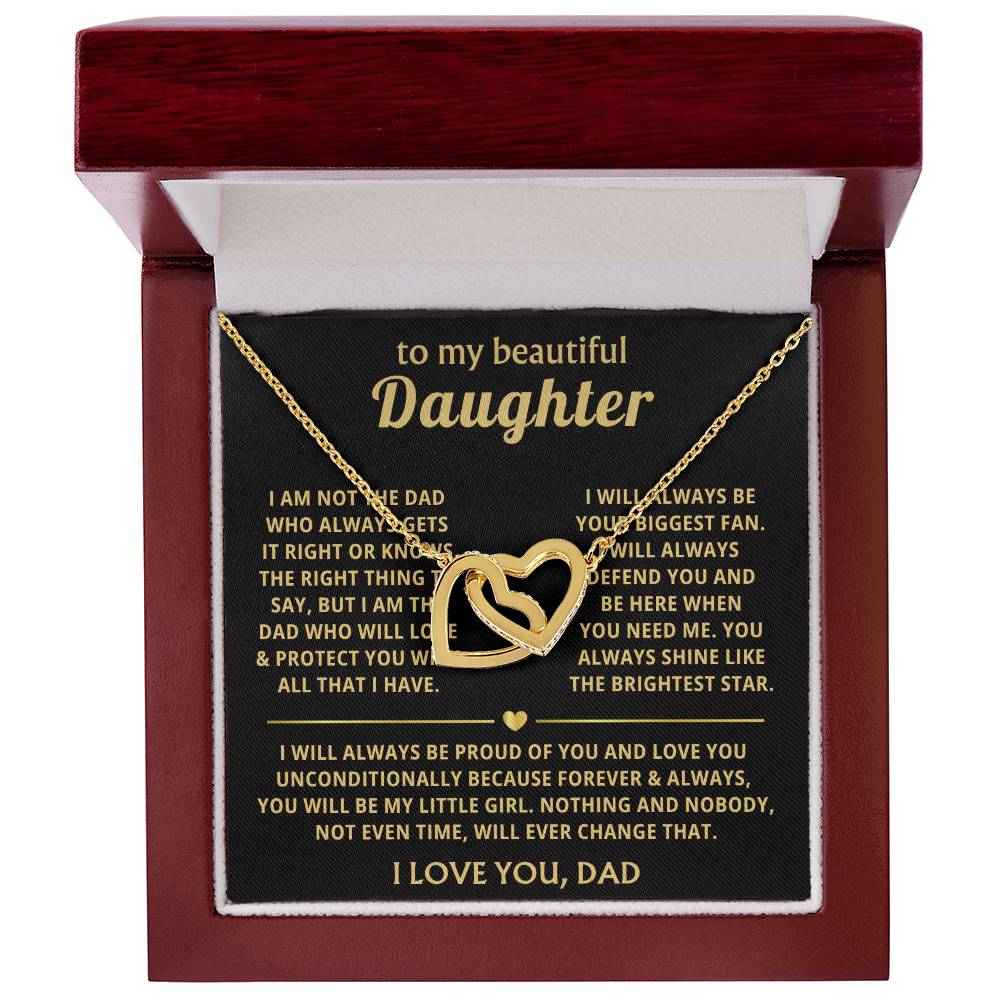 To My Daughter Necklace - Holiday Gift for Daughter from Dad - Interlocking Hearts Necklace