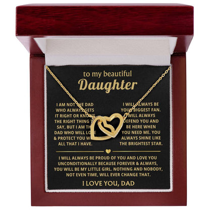 To My Daughter Necklace - Holiday Gift for Daughter from Dad - Interlocking Hearts Necklace