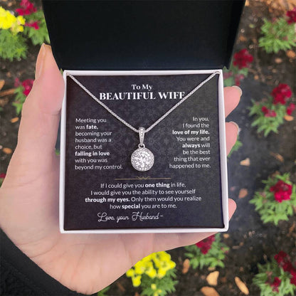 To My Beautiful Wife Necklace - Meaningful Romantic Gift for Wife from Husband for Valentine’s Day & Forever Love - Eternal Hope Necklace