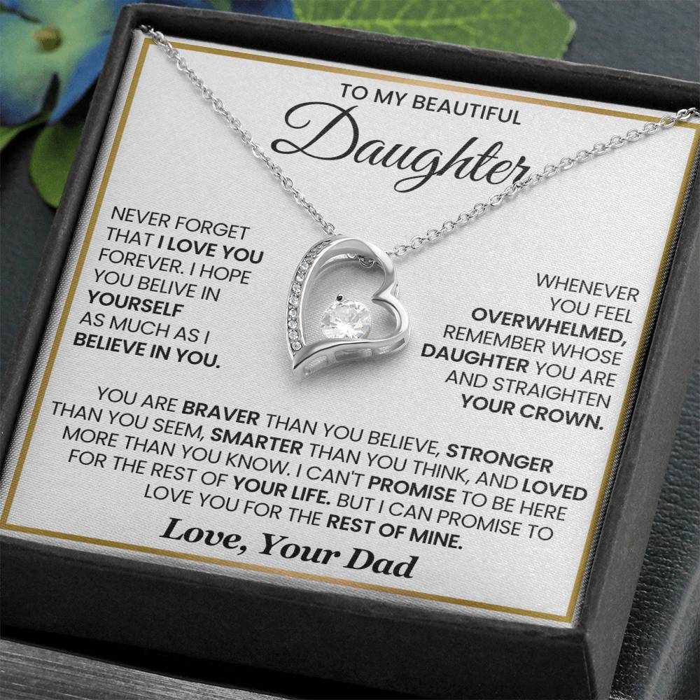 To My Daughter Necklace - Sentimental Jewelry Gift from Dad for Graduation & Life Achievements - Forever Love Necklace