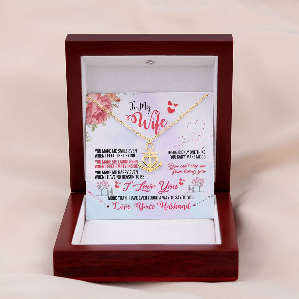 To My Wife Necklace - Romantic Jewelry Gift from Husband for Anniversary, Birthday & Valentine’s Day Surprise Moments - Anchor Pendant Necklace