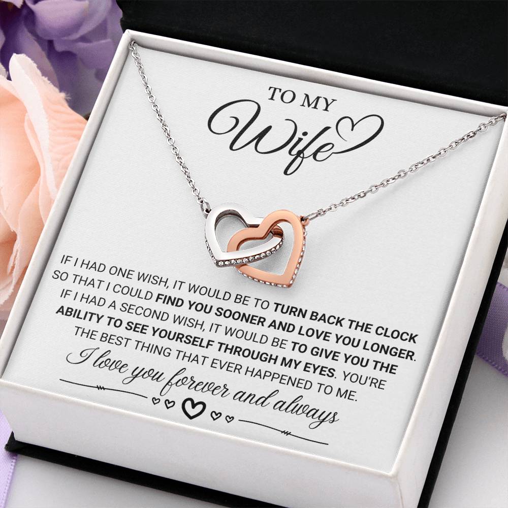 To My Wife Necklace from Husband - Sweet Anniversary Jewelry - Interlocking Hearts Necklace