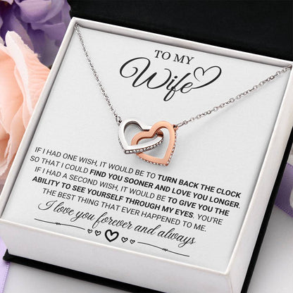 To My Wife Necklace from Husband - Sweet Anniversary Jewelry - Interlocking Hearts Necklace
