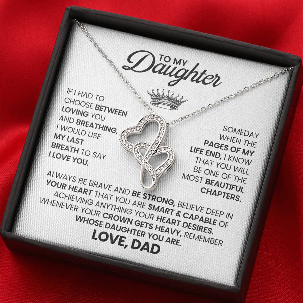 To My Daughter Necklace - Heartfelt Christmas Surprise from Daddy - Heart-to-heart Pendant Necklace