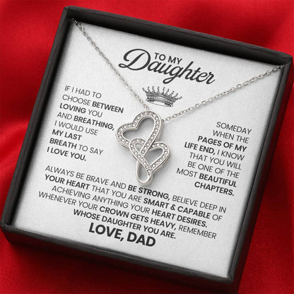 To My Daughter Necklace - Heartfelt Christmas Surprise from Daddy - Heart-to-heart Pendant Necklace