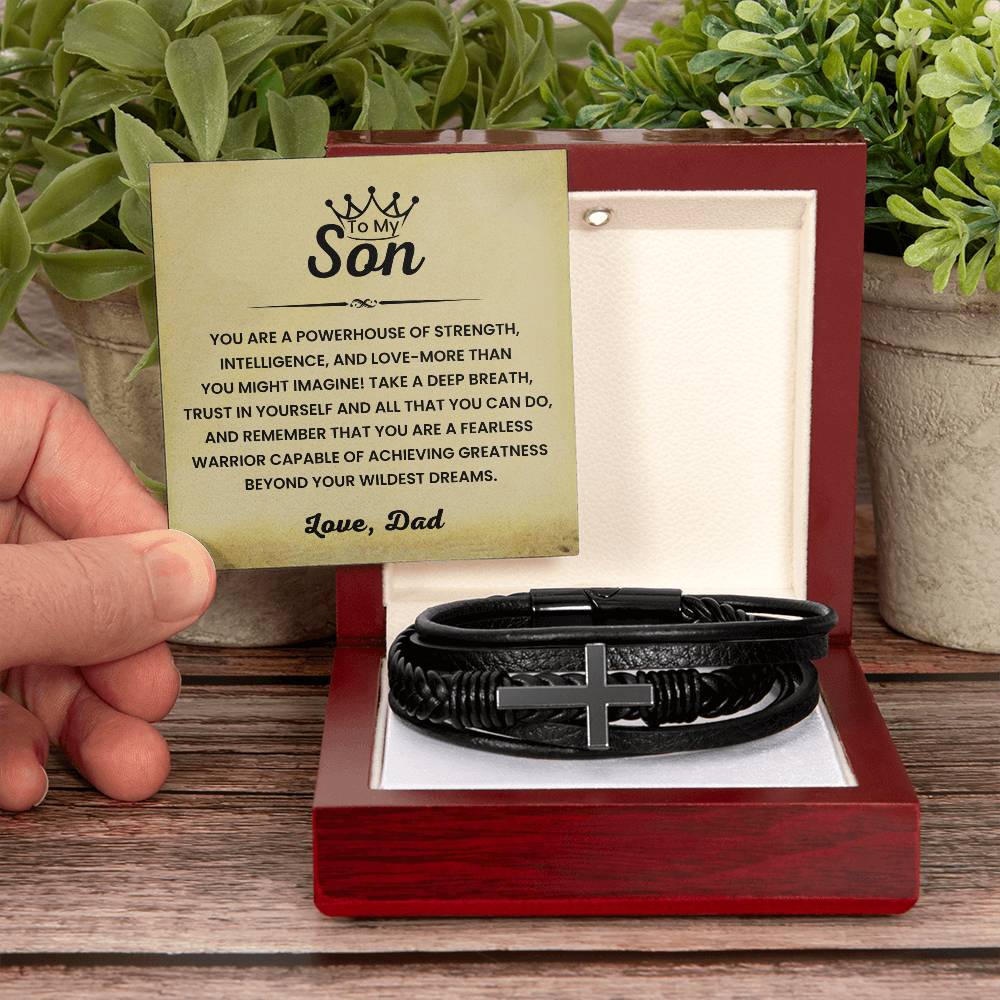 Dad’s Gift for Son – Birthday, Graduation – Men’s Cross Bracelet