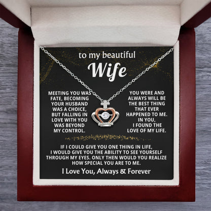 To My Wife Necklace - Sweet Love Gift from Husband - Crown Pendant Necklace