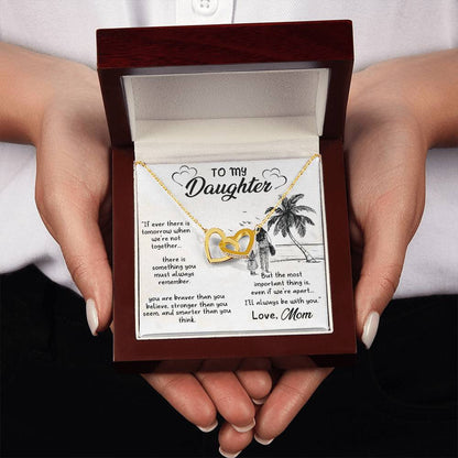 To My Daughter Necklace - I love you to the mom and back - Interlocking Hearts Necklace Gift for Daughter