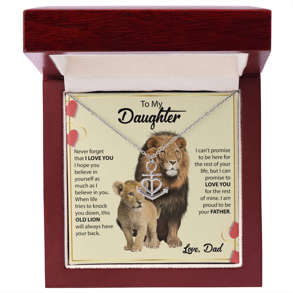 To My Daughter Necklace - Beautiful Daughter Jewelry for Birthday & Proud Dad Moments - Anchor Pendant Necklace