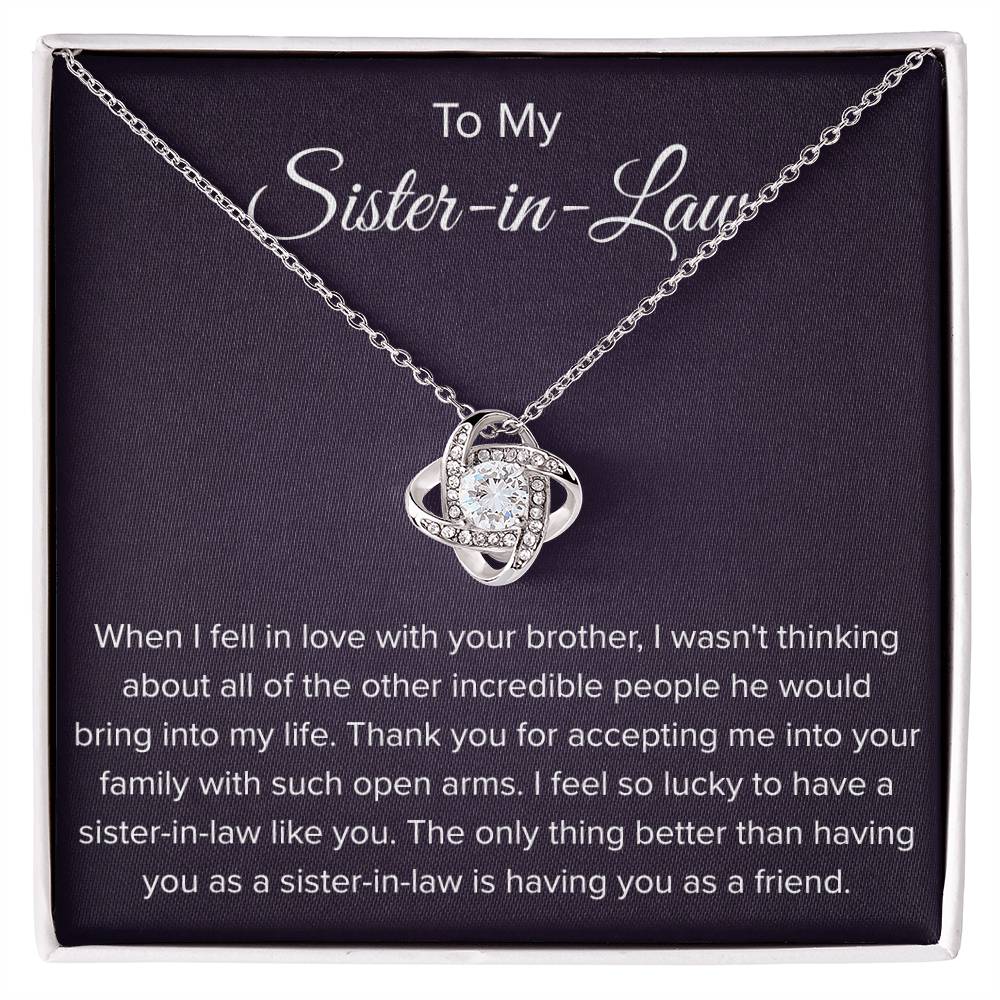 To My Sister In Law - Thank You for Accepting Me - Love Knot Necklace