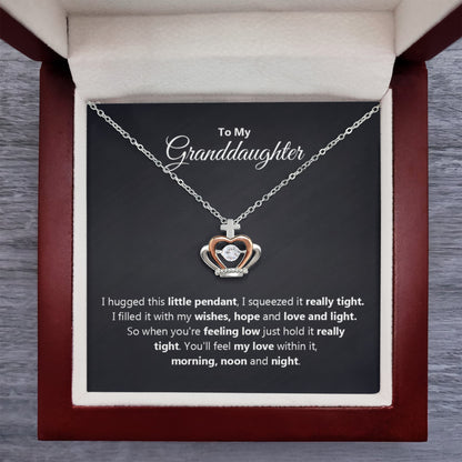 To My Granddaughter Necklace – Necklace for Granddaughter Graduation & Birthday Events – Crown Pendant Necklace