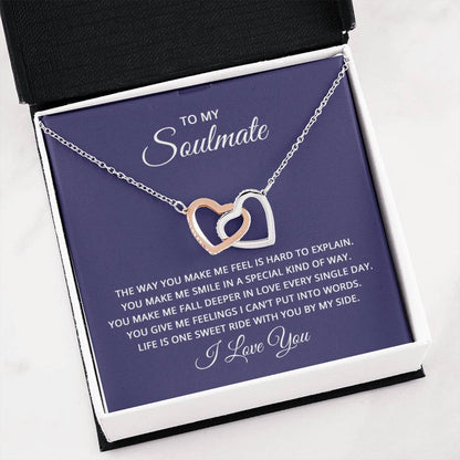To My Soulmate Necklace - Long Distance Soulmate Gift for Valentine’s Day & Special Days - Interlocking Hearts Necklace