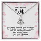 To My Wife Necklace - Meaningful Love Gift for Wife from Husband for Valentine’s Day, Christmas & Anniversaries - Anchor Pendant Necklace
