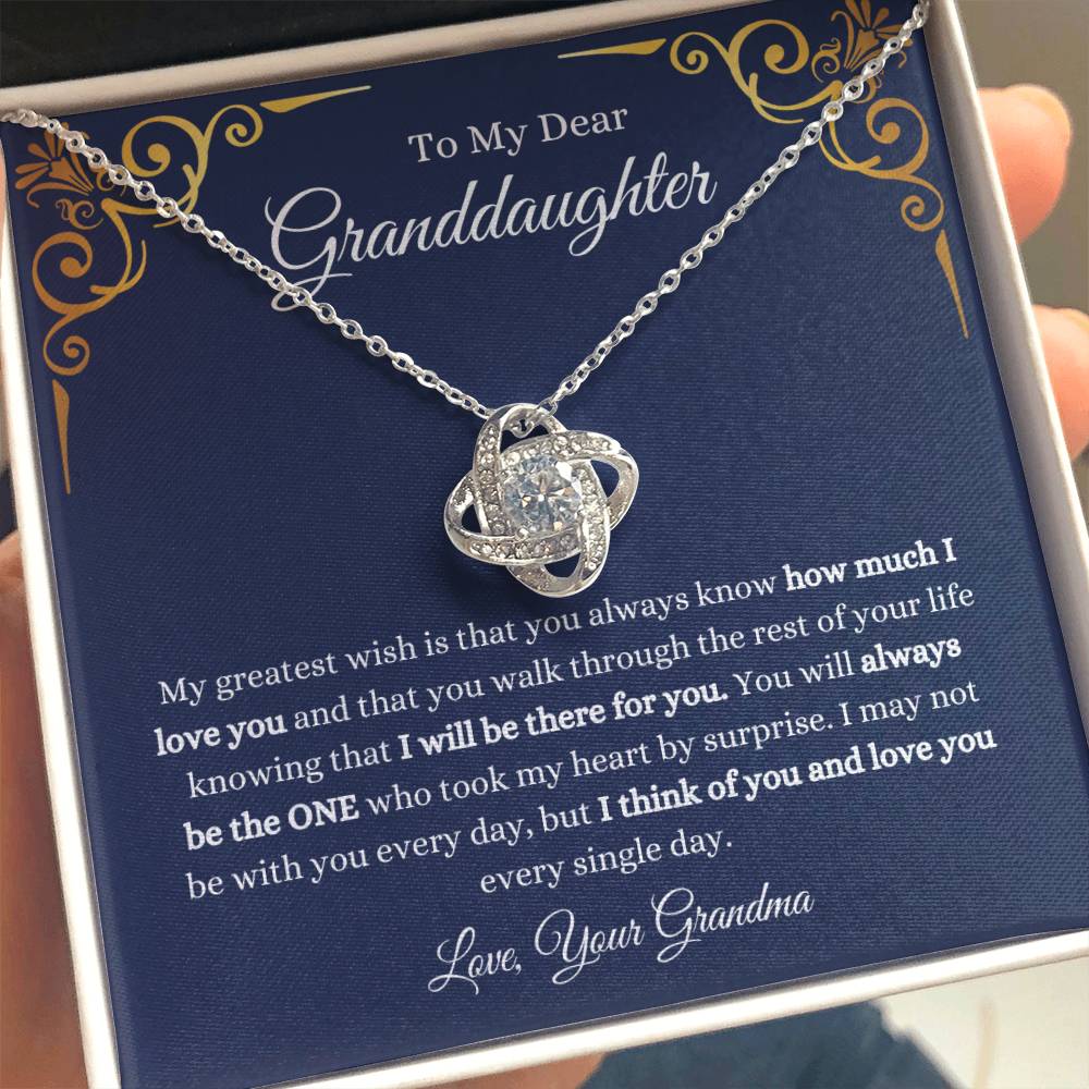 To My Granddaughter Necklace – Christmas Graduation Gift for Granddaughter from Grandma – Love Knot Necklace