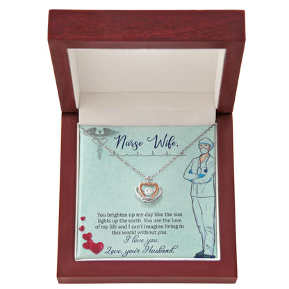 To My Nurse Wife Necklace - Sweet Romantic Jewelry for Wife - Crown Pendant Necklace