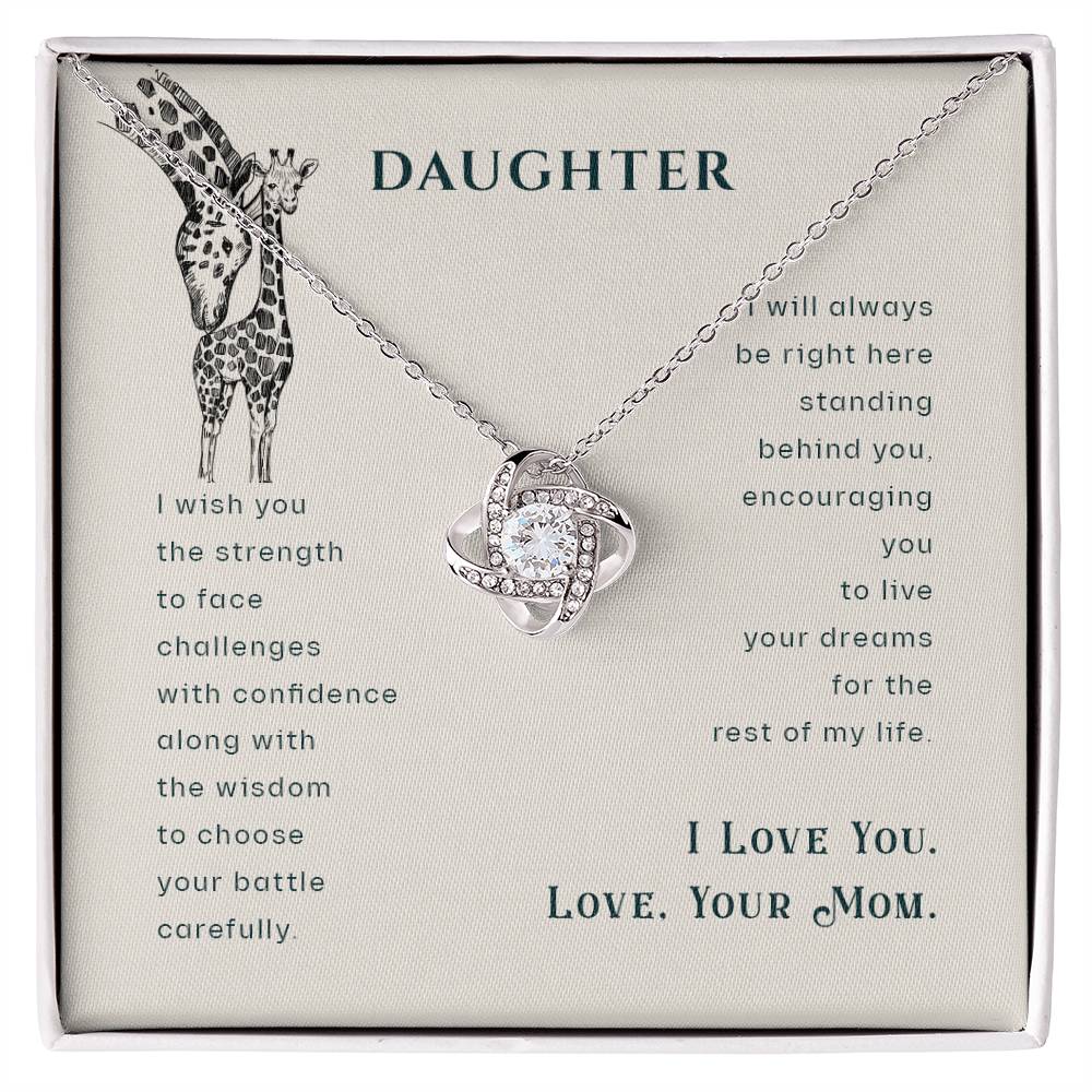 To My Daughter Necklace – Daughter’s Jewelry Gift by Mom – Love Knot Necklace