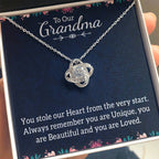 To Our Grandma Necklace - You stole our heart from the very start - Love Knot Necklace