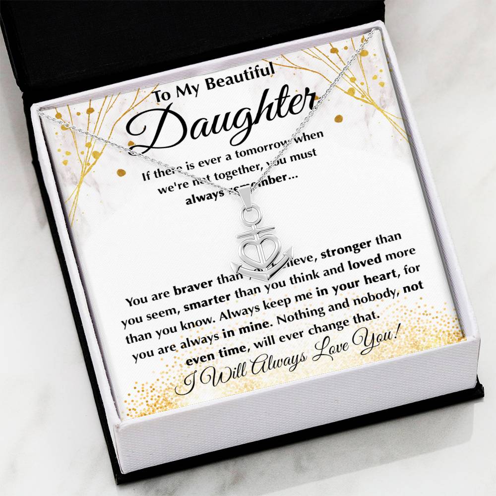 To My Daughter Necklace – Daughter Graduation & Birthday Present – Anchor Pendant Necklace