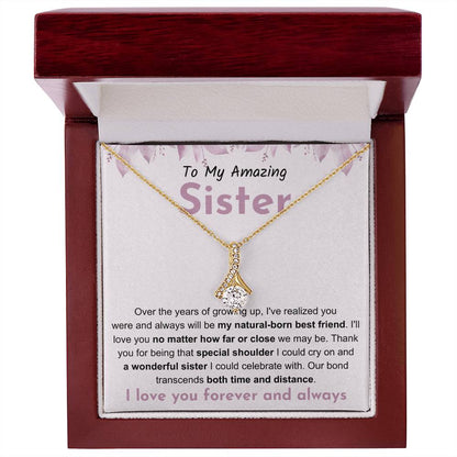 To My Amazing Sister - Gift for Sister - You will be my natural born best friend - Alluring Beauty Necklace