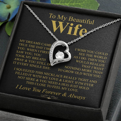 To My Beautiful Wife Necklace - Romantic Keepsake Jewelry Gift from Husband for Special Days & Valentine’s Love - Forever Love Necklace