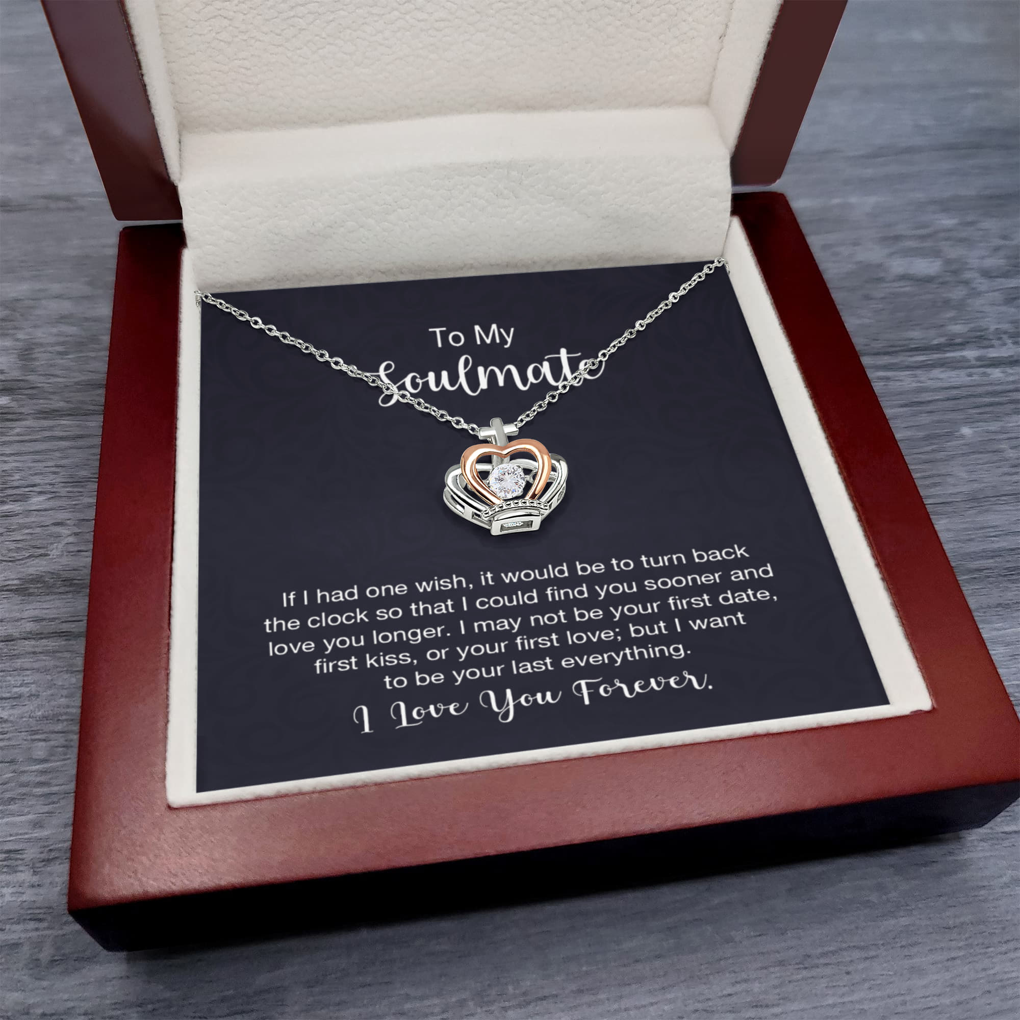 To My Soulmate Necklace - Soulmate Jewelry for Valentine’s Day & Gifts for Her - Crown Pendant Necklace