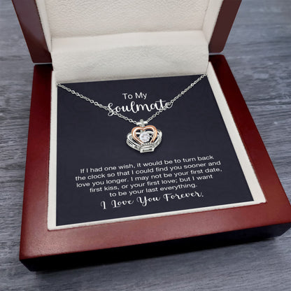 To My Soulmate Necklace - Soulmate Jewelry for Valentine’s Day & Gifts for Her - Crown Pendant Necklace