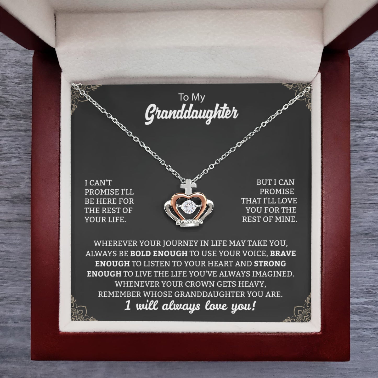 To My Granddaughter Necklace – Graduation Birthday Jewelry Keepsake – Crown Pendant Necklace