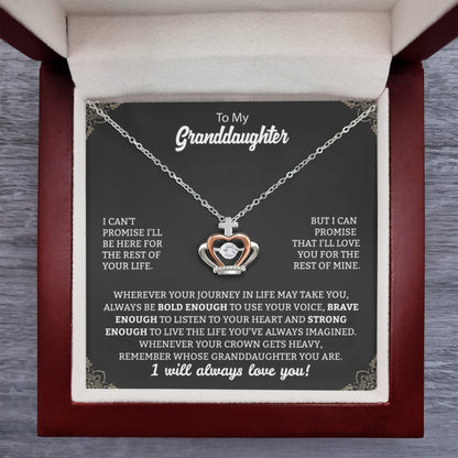 To My Granddaughter Necklace – Graduation Birthday Jewelry Keepsake – Crown Pendant Necklace