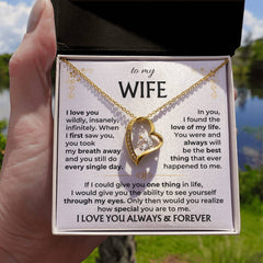 Wife Heart Necklace Gift, Romantic Anniversary & Valentine’s Day Jewelry, To My Beautiful Wife