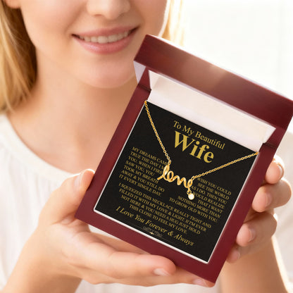 Perfect Gift for Wife - Meaningful Jewelry from Husband for Any Occasion Including Valentine’s Day - Scripted Love Necklace