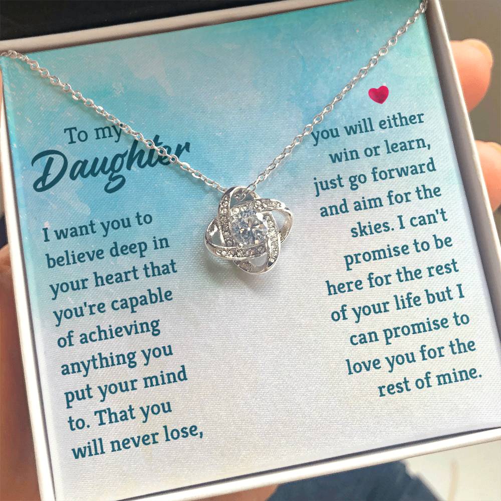 To My Daughter Necklace – Daughter Birthday Graduation Celebration Gift – Love Knot Necklace