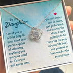 To My Daughter Necklace – Daughter Birthday Graduation Celebration Gift – Love Knot Necklace