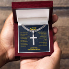 To Our Son - Son Gift from Mom and Dad - Artisan Cross with Cuban Link Chain