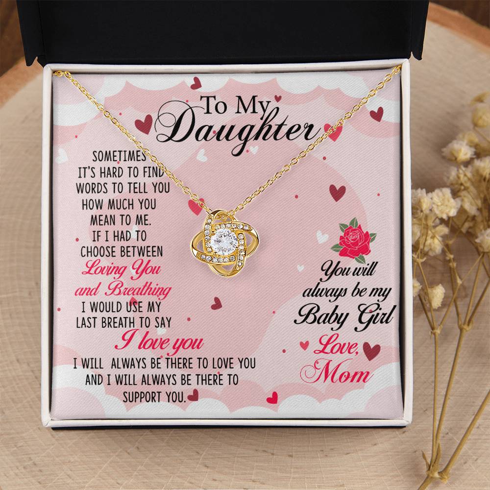 To My Daughter Necklace – Mom’s Choice for Daughter Birthday Graduation – Love Knot Necklace