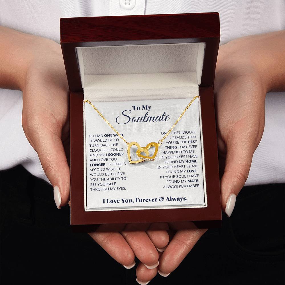 To My Soulmate Necklace - Best Gift for Soulmate for Valentine’s Day & Beyond - Interlocking Hearts Necklace