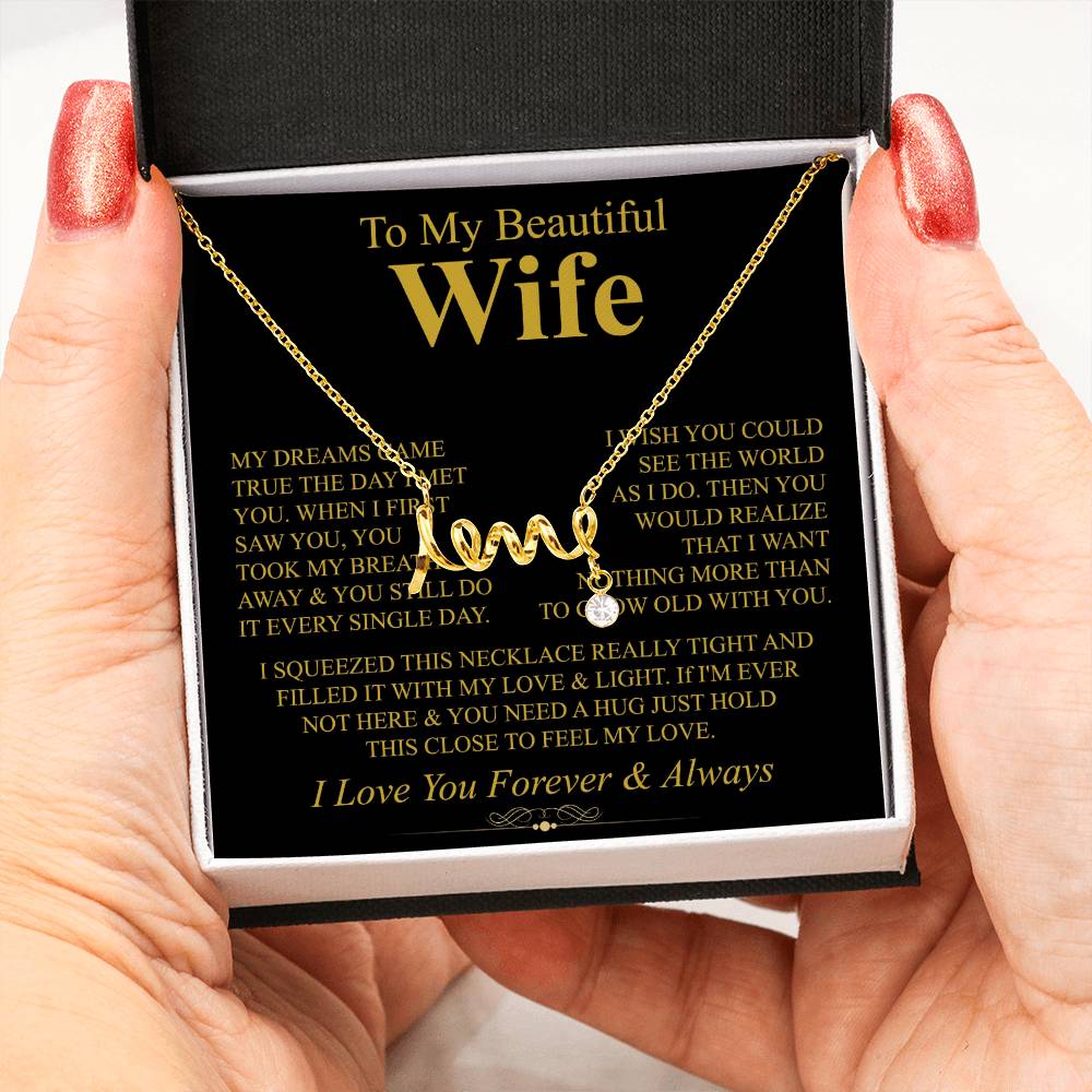 Perfect Gift for Wife - Meaningful Jewelry from Husband for Any Occasion Including Valentine’s Day - Scripted Love Necklace