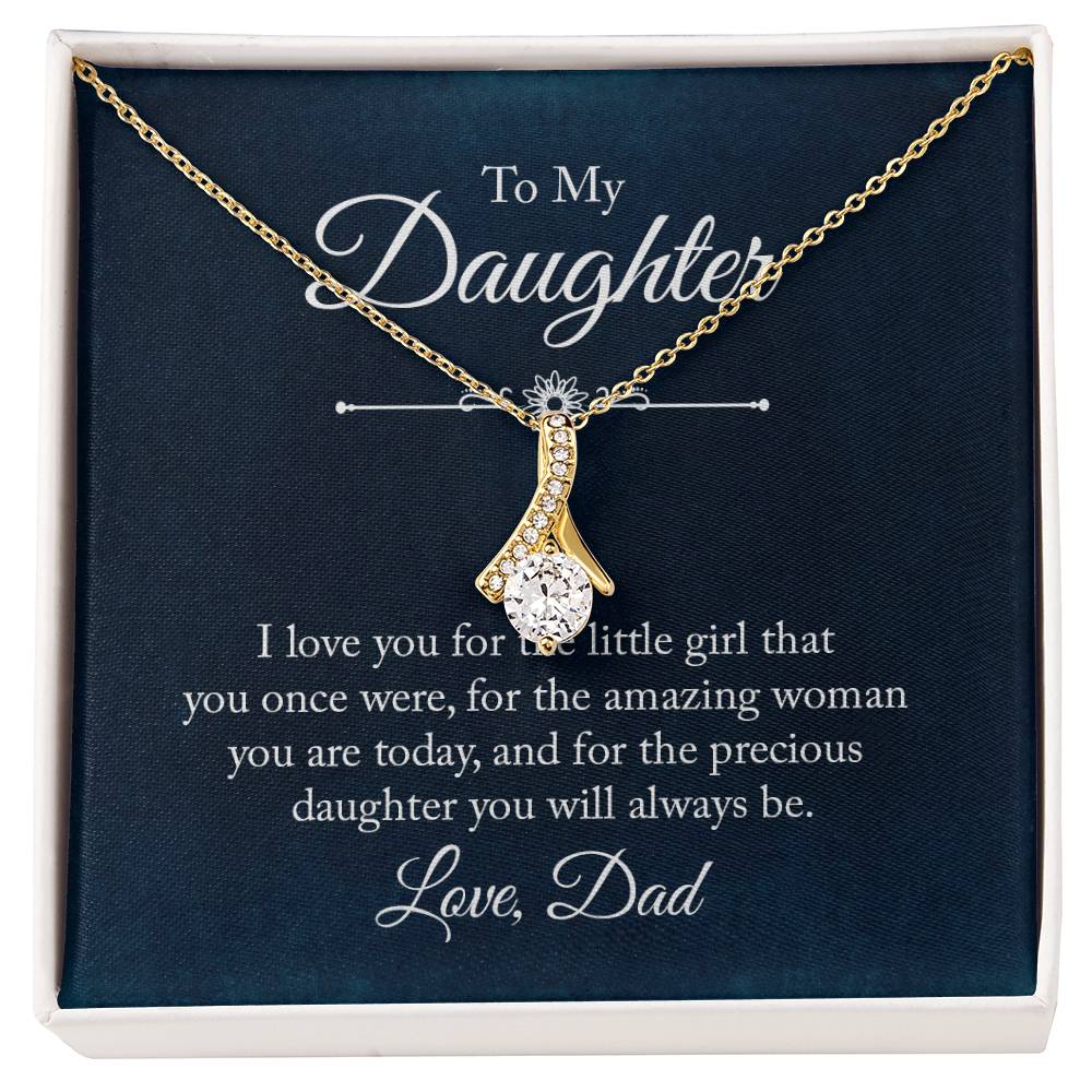 To My Daughter Necklace – Dad to Daughter Birthday Jewelry – Alluring Beauty Necklace