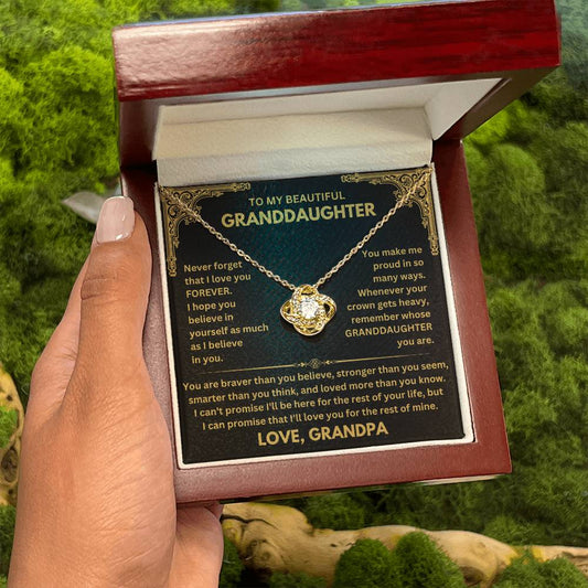 To My Granddaughter Necklace – Graduation & Christmas Gift from Grandpa – Love Knot Necklace