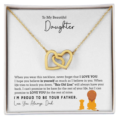 To My Daughter Necklace - Beautiful Daughter Jewelry for Birthday & Proud Dad Moments - Interlocking Hearts Necklace