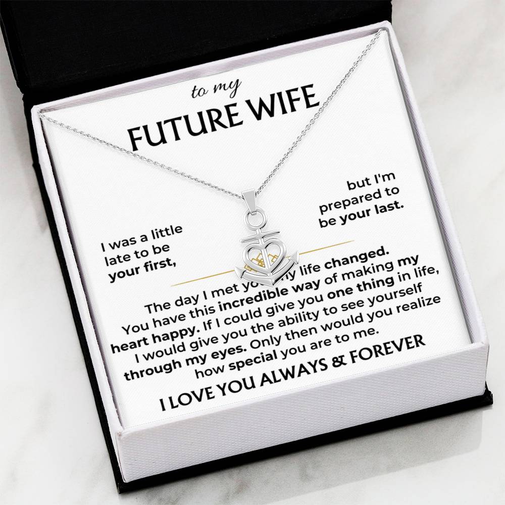 Future Wife Necklace - Romantic Jewelry Gift for Girlfriend for Valentine’s Day, Birthday & Proposal Celebrations - Anchor Pendant Necklace