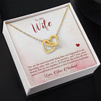 To My Wife Necklace - Emotional Love Jewelry Gift from Husband for Valentine’s Day & Birthday Happiness - Interlocking Hearts Necklace
