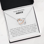 To My Beautiful Niece - I am so honored to be you aunt - Gift for Niece from Aunt - Interlocking Hearts Necklace