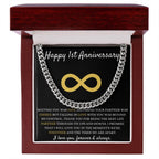 1 Year Anniversary Necklace for Him, Stylish Gift to Celebrate One Year of Love, Heartfelt Keepsake to Treasure Forever