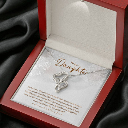 To My Daughter Necklace – Graduation Birthday Gift Idea for Daughter – Heart-to-heart Pendant Necklace
