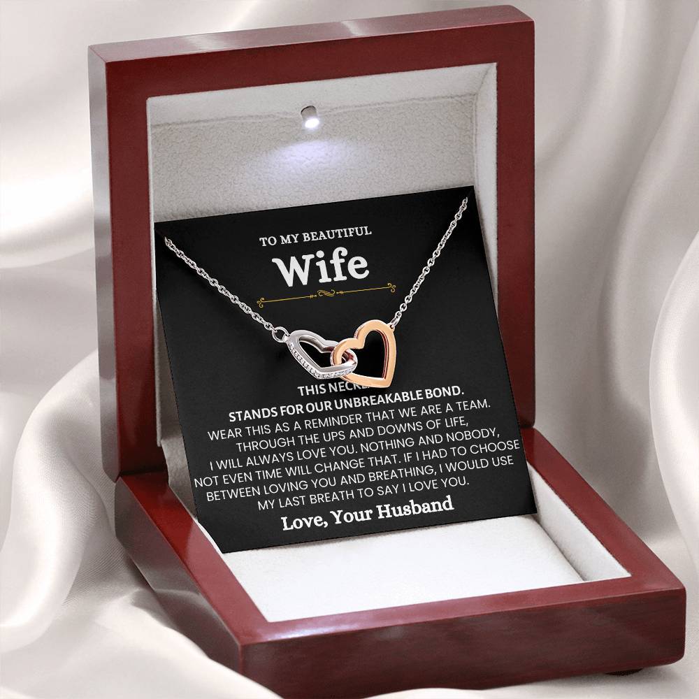 To My Wife Necklace - Romantic Gift for Special Moments & Valentine’s Day - Interlocking Hearts Necklace